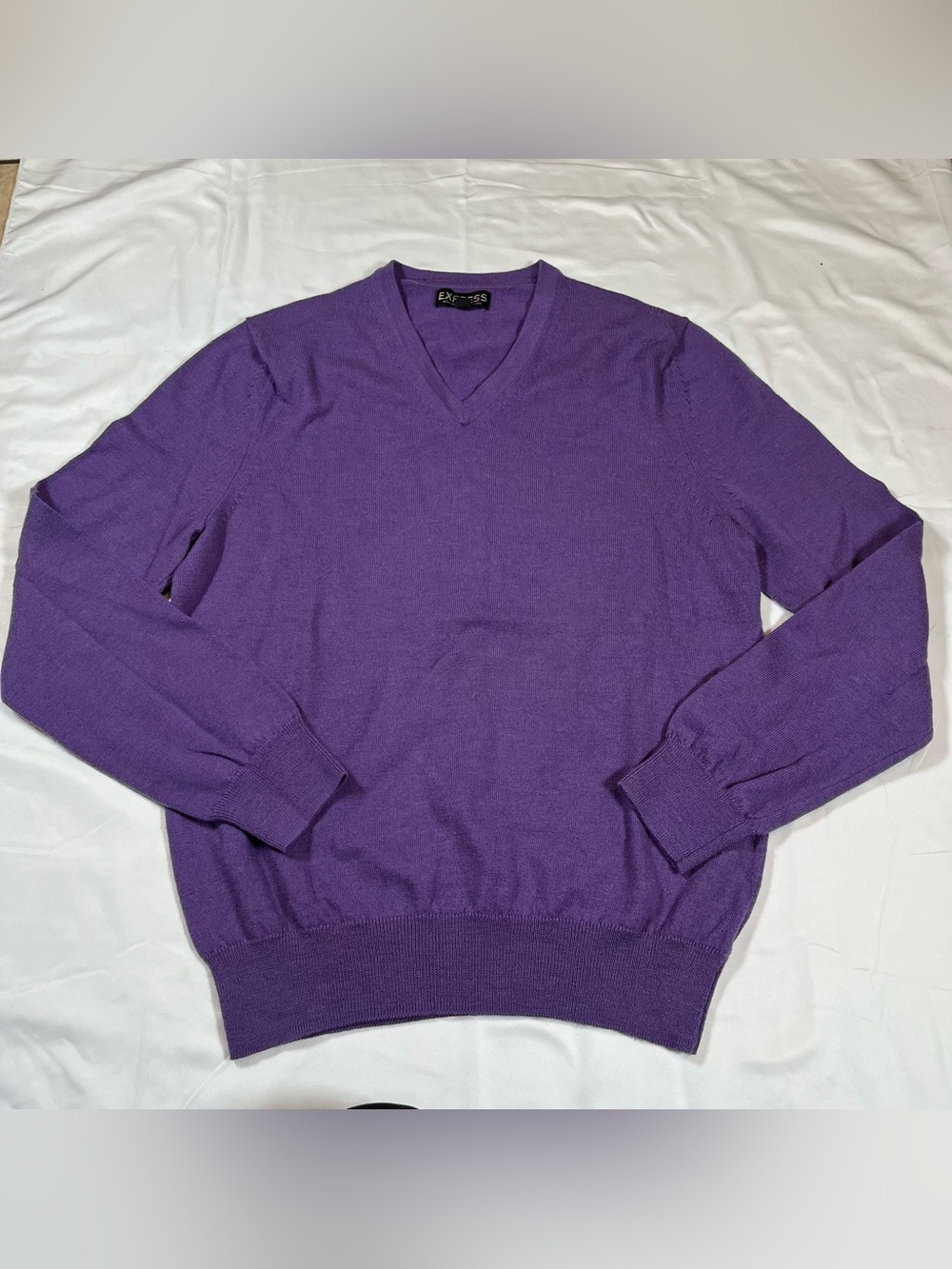 Express Sweater Mens M Purple 100% Italian Merino Wool Pullover